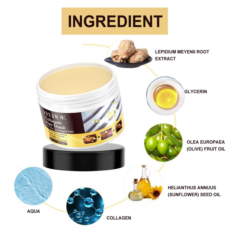 Collagen Moisturizing Hair Mask for Revitalizing Hair, 1 Count Hydrating Nourishing Hair Care Mask for Dry & Damaged Hair, Hair Care Product Forwomen & Men