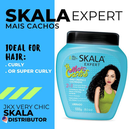 SKALA Hair Care Set: Expert Mais Cachos 2-in-1 Conditioning Treatment Cream + Brasil Passion Fruit & Pataua Oil - Nourish, Strengthen, and Transform Your Hair - Each Bottle 1000g/1kg-35.27 Oz (Pack of 2) 100% VEGAN Conditioner Comfort Haircare