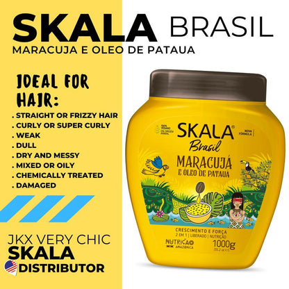 SKALA Hair Care Set: Expert Mais Cachos 2-in-1 Conditioning Treatment Cream + Brasil Passion Fruit & Pataua Oil - Nourish, Strengthen, and Transform Your Hair - Each Bottle 1000g/1kg-35.27 Oz (Pack of 2) 100% VEGAN Conditioner Comfort Haircare