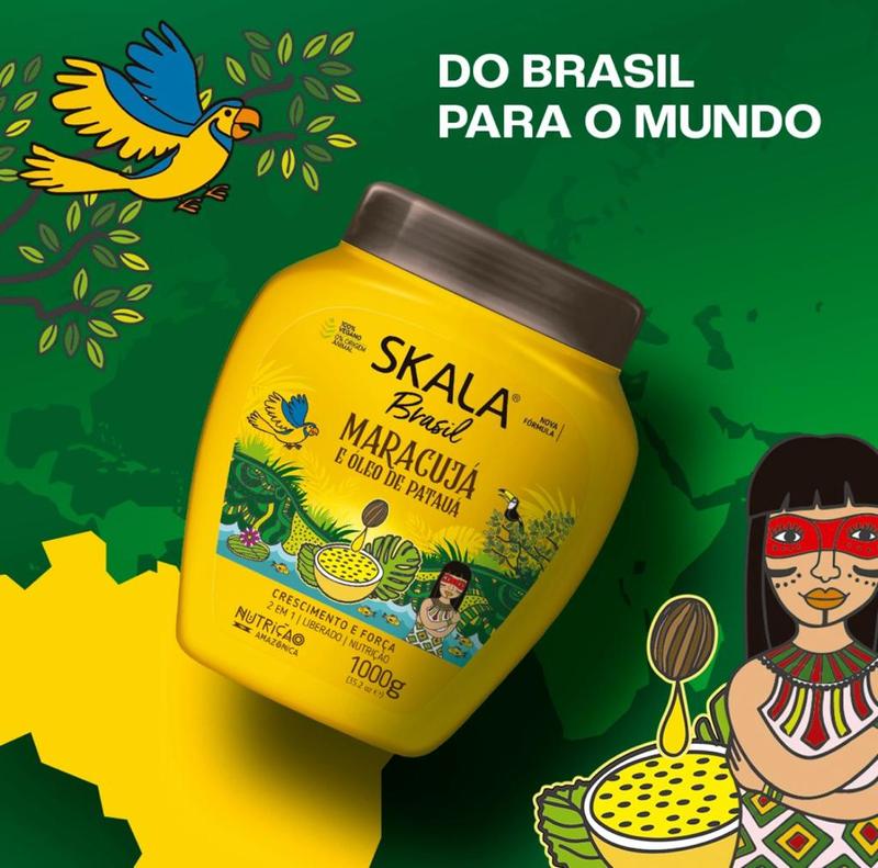 SKALA Hair Care Set: Expert Mais Cachos 2-in-1 Conditioning Treatment Cream + Brasil Passion Fruit & Pataua Oil - Nourish, Strengthen, and Transform Your Hair - Each Bottle 1000g/1kg-35.27 Oz (Pack of 2) 100% VEGAN Conditioner Comfort Haircare