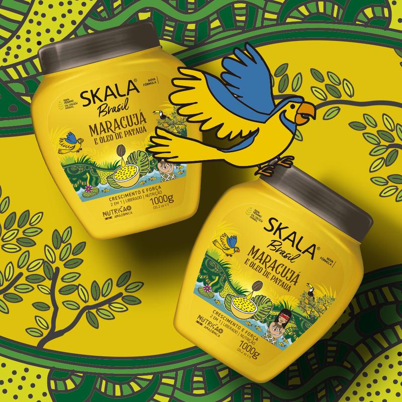 SKALA Hair Care Set: Expert Mais Cachos 2-in-1 Conditioning Treatment Cream + Brasil Passion Fruit & Pataua Oil - Nourish, Strengthen, and Transform Your Hair - Each Bottle 1000g/1kg-35.27 Oz (Pack of 2) 100% VEGAN Conditioner Comfort Haircare