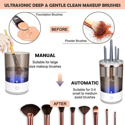 Electric Makeup Brush Cleaner for Foundation Brushes, 1 Set Smart Automatic Makeup Brushes Cleansing Machine with Brush Clean Mat, Automatic Makeup Brush Cleaning Machine, Makeup Products