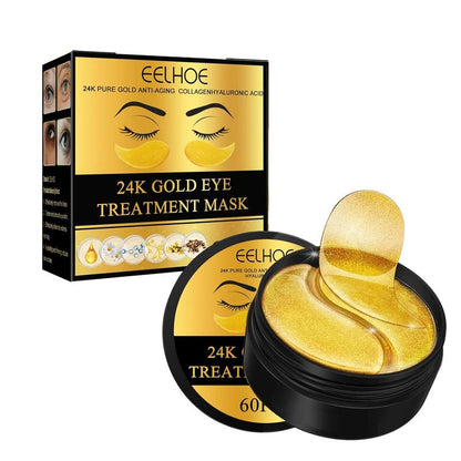 60 Pcs 24K Gold Under Eye Patches, Anti-Aging Eye Mask Infused with Collagen and Hyaluronic Acid - Reduce Dark Circles, Puffiness, and Wrinkles Moisturize Repair