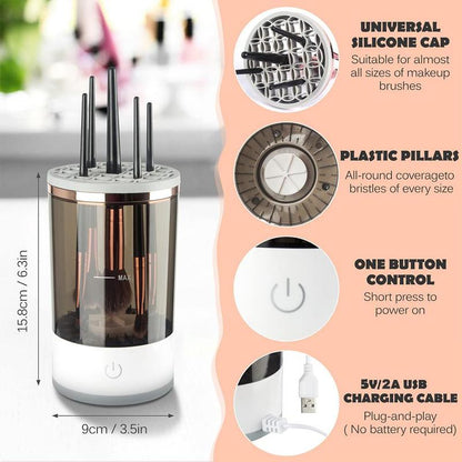 Electric Makeup Brush Cleaner for Foundation Brushes, 1 Set Smart Automatic Makeup Brushes Cleansing Machine with Brush Clean Mat, Automatic Makeup Brush Cleaning Machine, Makeup Products