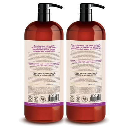 Biotin & Superfruit Volumizing Shampoo + Conditioner Set, 1 Liter each (pack of 2) - with Vegan Collagen, Aloe and Shea Butter, Sulfate Free, Paraben Free, Silicone Free, Color Safe and Vegan Hair Products