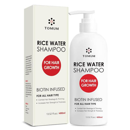 TOMUM Advanced Rice Water Shampoo For Men and Women- Promotes Strength, Health and Thicker Hair- Natural Formula with Biotin For Thinning Hair and Hair Loss Haircare