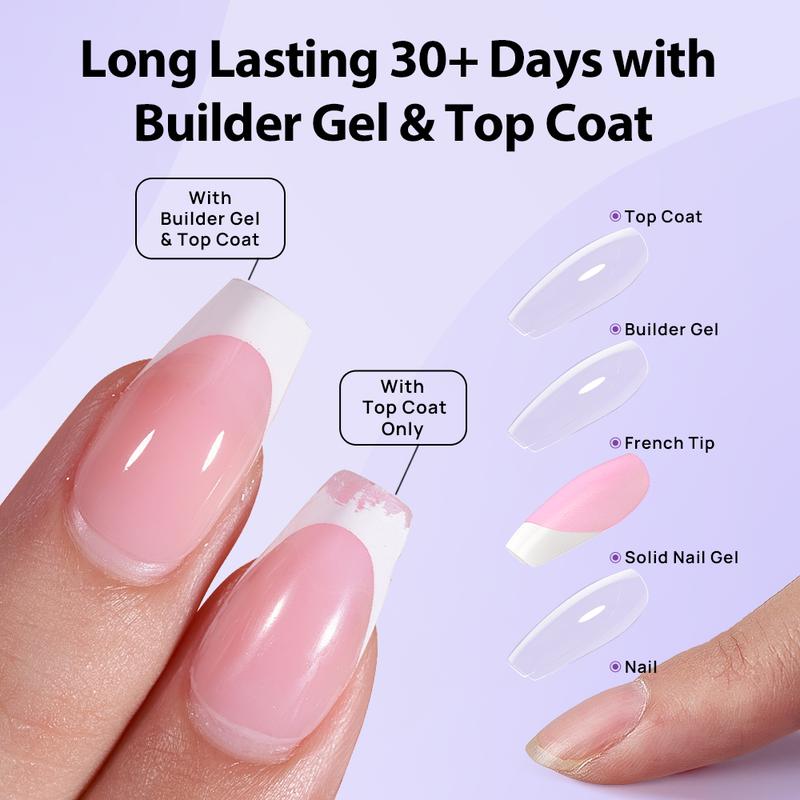 btartboxnails Nail Tips Builder Gel Set - 15ml Nail Tip Builder Gel 15ml Top Coat for French Tip Gel Nails 30+Days Long Lasting