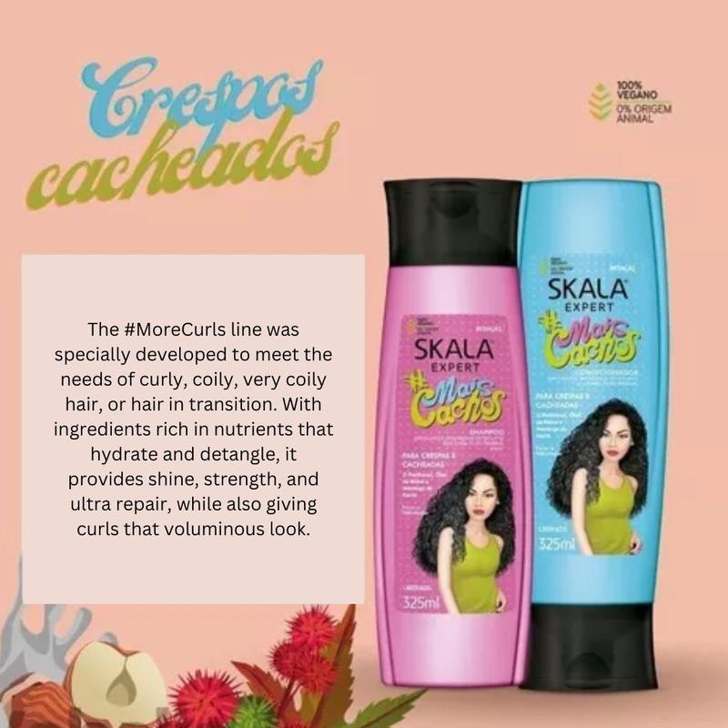 Skala Expert Mais Cachos Shampoo + Conditioner Kit Curly Hair Hydrate Haircare Moisturizer Moisture