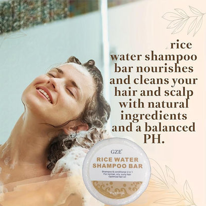 Moisturizing Hair Rice Water Shampoo Bar Soap, Handcrafted Rice Water Soap for Dry Hair Moisturizing, Hair Treatment Product For Men & Women, Summer Gift