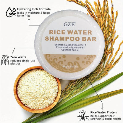 Moisturizing Hair Rice Water Shampoo Bar Soap, Handcrafted Rice Water Soap for Dry Hair Moisturizing, Hair Treatment Product For Men & Women, Summer Gift