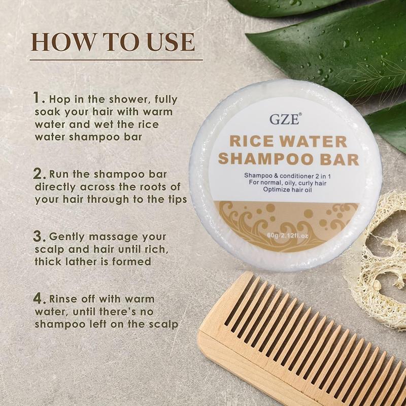 Moisturizing Hair Rice Water Shampoo Bar Soap, Handcrafted Rice Water Soap for Dry Hair Moisturizing, Hair Treatment Product For Men & Women, Summer Gift