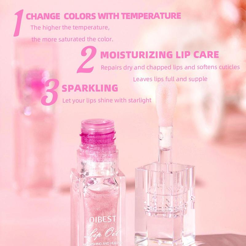 Temperature Changing Lip Oil, Moisturizing Easy Coloring Lip Gloss, Non-stick Cup Lip Glaze for Women