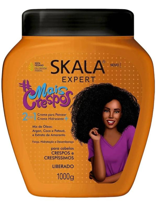 SKALA MAIS CRESPOS- For Curly or Super Curly - 2 in 1 Hair Treatment Conditioning Cream, provides strength, hydration and detangling - Net 35.27 Oz (Pack of 1) VEGAN Conditioner Haircare Repair Coconut Shampoo Traditional Argan Comfort Daily Friend