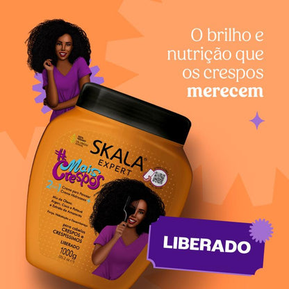 SKALA MAIS CRESPOS- For Curly or Super Curly - 2 in 1 Hair Treatment Conditioning Cream, provides strength, hydration and detangling - Net 35.27 Oz (Pack of 1) VEGAN Conditioner Haircare Repair Coconut Shampoo Traditional Argan Comfort Daily Friend