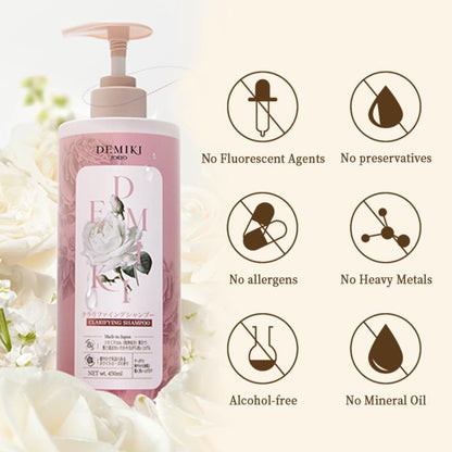 DEMIKI Clarifying Shampoo Oil Control Shampoo Anti-Dandruff Anti-Itch Shampoo Silicone-Free Fluffy Shampoo Deep Cleansing Refresh Scalp Shampoo - White Rose 15.8 Oz Conditioner Haircare