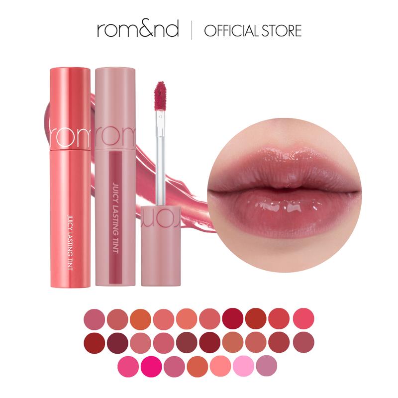 [rom&nd Official Shop] rom&nd Juicy Lasting Tint 5.5g Juicy & Glossy Finish, Long-lasting, MLBB, Moisturizing, Highly-Pigmented, Lip Tint for Daily Use, K-beauty, Vivid Colors, Strawberry Makeup, Cherry Makeup, Plum Makeup, romand, rom and Lipgloss