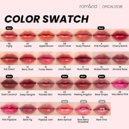 [rom&nd Official Shop] rom&nd Juicy Lasting Tint 5.5g Juicy & Glossy Finish, Long-lasting, MLBB, Moisturizing, Highly-Pigmented, Lip Tint for Daily Use, K-beauty, Vivid Colors, Strawberry Makeup, Cherry Makeup, Plum Makeup, romand, rom and Lipgloss