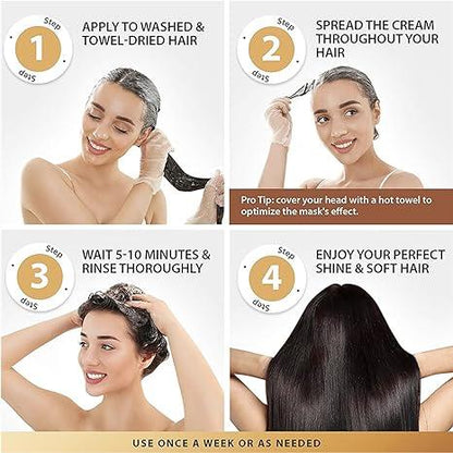 Collagen Hair Treatment Deep Repair Conditioning Argan Oil Collagen Hair Mask Essence for Dry Damaged Hair All Hair Types 16.90 oz 500ml Collagen Hair Treatment Deep Repair Conditioning Argan Oil