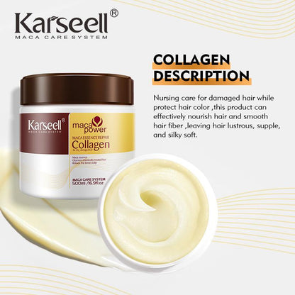 Karseell Collagen Deep Nourishing Repair Hair Argan Oil Frizz-Smoothing Hair Mask Serum All Hair Types 16.90 oz 500 ml