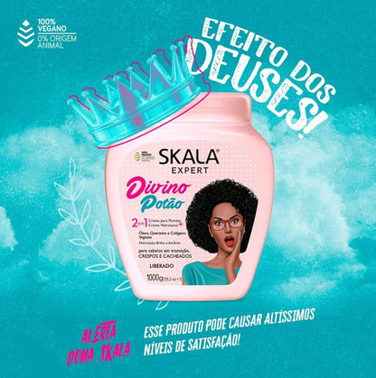 SKALA Hair Care Set:  Mais Cachos 2-in-1 Conditioning Treatment Cream + Brasil Passion Fruit & Pataua Oil Treatment Cream - Mais Crespos and Expert Divino Potao, Strengthen, and Transform Your Hair - Each Bottle 1000g/1kg - 35.27 Oz (Pack of 4)