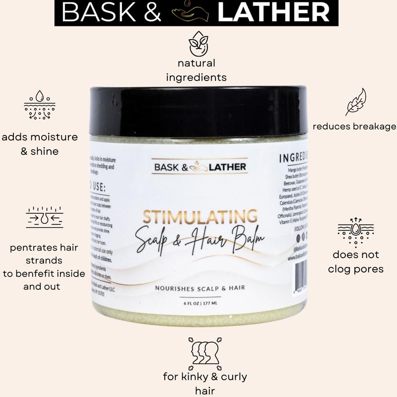 Stimulating Scalp and Hair Balm, Shea Butter and Mango Butter Blend for Moisturizing Haircare