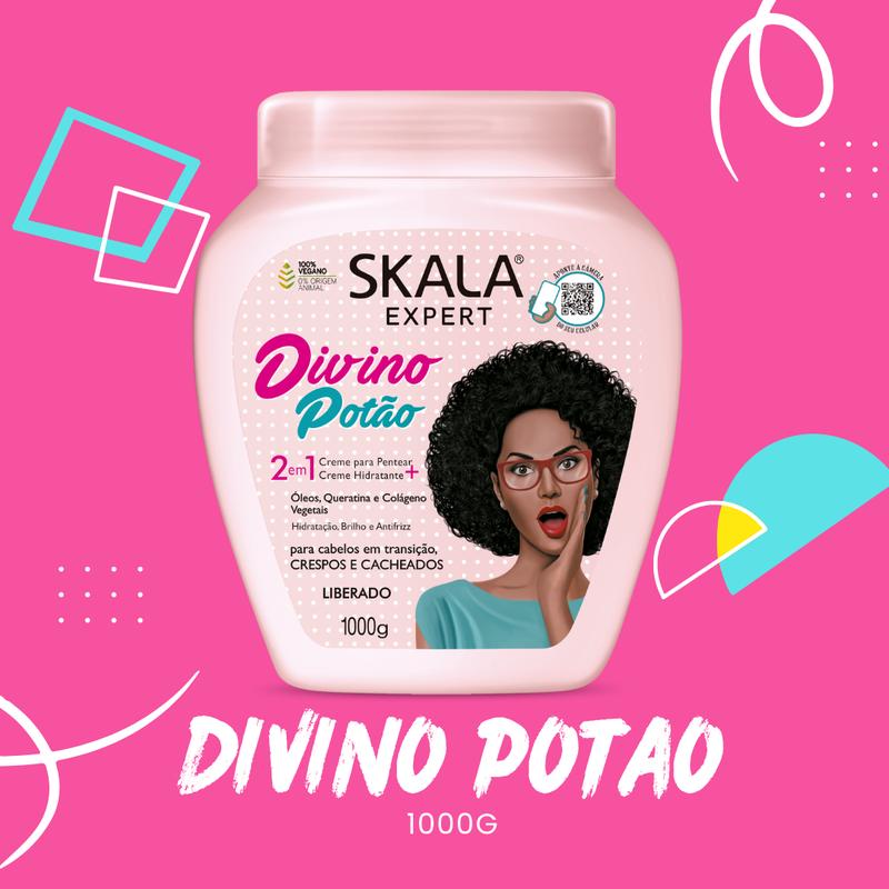 SKALA Expert DIVINO POTAO - For Curly or Super Curly with - 2 in 1 Conditioning Treatment Cream, provides Glow, Strength and Extra Repair, giving Hair the  perfect Volume - Net 35.27 Oz (Pack of 1)  100% VEGAN   Conditioner Traditional Haircare