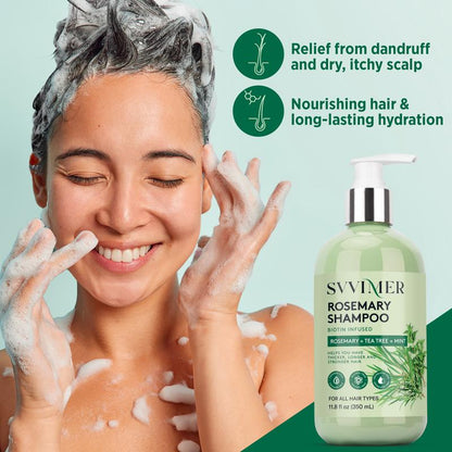 Svvimer Rosemary Mint Strengthening Shampoo for Thinning Hair and Hair Loss-Thickening and Regrowth Formula with Tea Tree Oil and Biotin - 11.8 fl.oz Comfort Cleansing Cleanser Haircare