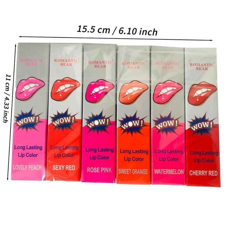 Waterproof Peel Off Lipstick for Music Festival Makeup, 6 Counts/set Liquid Lipstick, Waterproof Long Lasting Lip Gloss, Tint Moisturizing Lip Film, Tear Off to Have Natural Lip Tinting, Makeup Accessories for Summer Gift