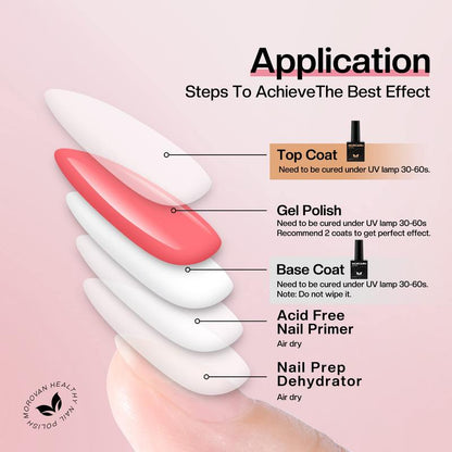 MOROVAN Top Base Coat - Soak Off Gel Base and Top Coat Gel Nail Polish Professional Gel Top and Base Coat for Beginners Long Lasting Gel Top Coat UV Glossy Shine Base Coat Nail Polish DIY at Home