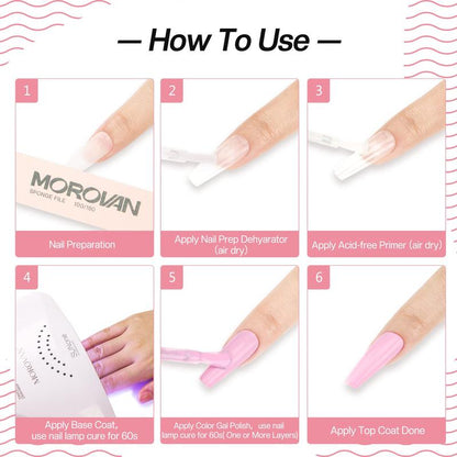 MOROVAN Top Base Coat - Soak Off Gel Base and Top Coat Gel Nail Polish Professional Gel Top and Base Coat for Beginners Long Lasting Gel Top Coat UV Glossy Shine Base Coat Nail Polish DIY at Home