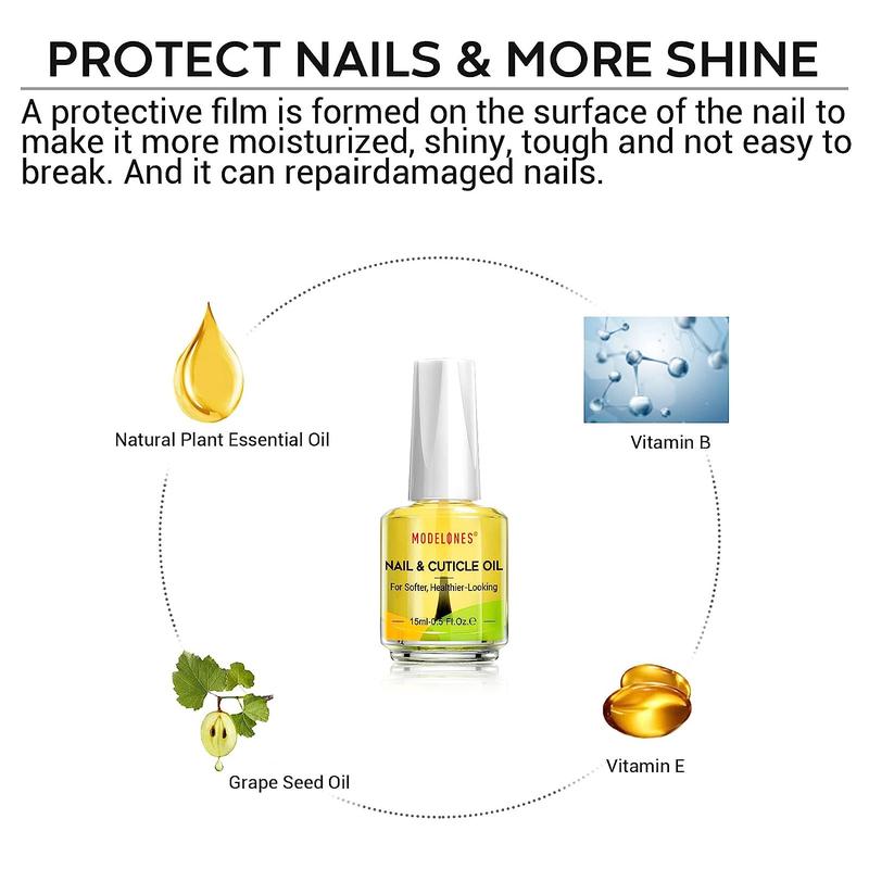 MODELONES Nail & Cuticle Care Strengthener Oil Vitamin E + B Fragrance-Free Cuticle Revitalizing Oil 15ml