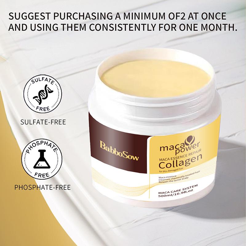 Collagen Hair Treatment Deep Repair Conditioning Argan Oil Collagen Hair Mask Essence for Dry Damaged Hair All Hair Types 16.90 oz 500ml[k] Moisturize