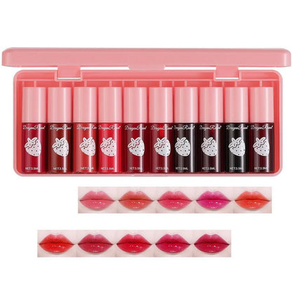 Long-lasting Lip Gloss Set, Summer Gifts, 10pcs/set Strawberry Design Matte Lip Stick, Moisturizing Lip Gloss for All Occasions Lip Makeup, Girls and Women Makeup Accessories, Elegant?Hydrating?Lip?Cosmetic?for?Gift