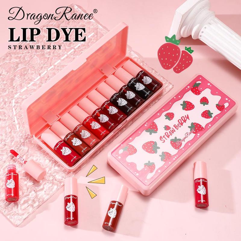 Long-lasting Lip Gloss Set, Summer Gifts, 10pcs/set Strawberry Design Matte Lip Stick, Moisturizing Lip Gloss for All Occasions Lip Makeup, Girls and Women Makeup Accessories, Elegant?Hydrating?Lip?Cosmetic?for?Gift