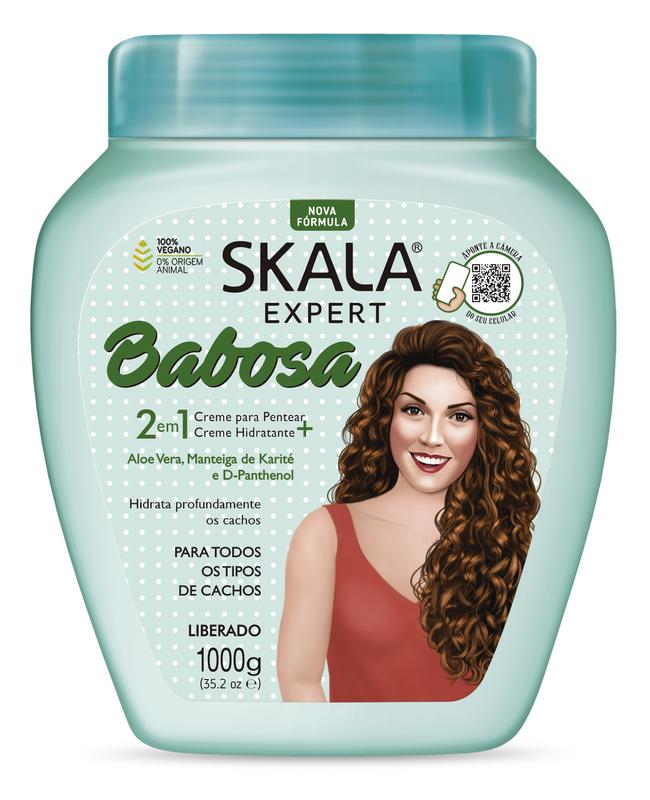 SKALA BABOSA ALOE VERA - For Dry and Messy, Curly or Super Curly Hair - 2 in 1 Conditioning Treatment Cream, Your Curls will be Ultra Hydrated and with Great Glow. - Net 35.27 Oz (Pack of 1)  100% VEGAN   Traditional Shea. Conditioner Haircare