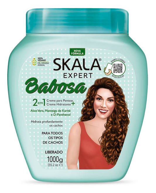 SKALA BABOSA ALOE VERA - For Dry and Messy, Curly or Super Curly Hair - 2 in 1 Conditioning Treatment Cream, Your Curls will be Ultra Hydrated and with Great Glow. - Net 35.27 Oz (Pack of 1)  100% VEGAN   Traditional Shea. Conditioner Haircare