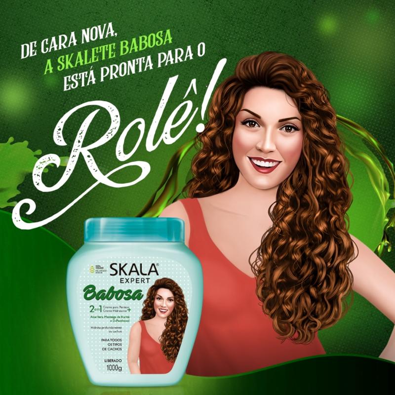 SKALA BABOSA ALOE VERA - For Dry and Messy, Curly or Super Curly Hair - 2 in 1 Conditioning Treatment Cream, Your Curls will be Ultra Hydrated and with Great Glow. - Net 35.27 Oz (Pack of 1)  100% VEGAN   Traditional Shea. Conditioner Haircare