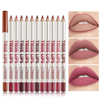 Long Lasting Lip Makeup Sets (24pcs/set), Including 12pcs Matte Liquid Lipstick & 12pcs Lip Liner, Matte Lipstick & Lip Liner, Non-stick Cup Matte Lips Gloss for All Occasions Lip Makeup, Makeup Accessories for Girls and Women, Summer Cosmetic Products