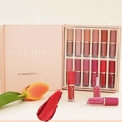 Long Lasting Lip Makeup Sets (24pcs/set), Including 12pcs Matte Liquid Lipstick & 12pcs Lip Liner, Matte Lipstick & Lip Liner, Non-stick Cup Matte Lips Gloss for All Occasions Lip Makeup, Makeup Accessories for Girls and Women, Summer Cosmetic Products