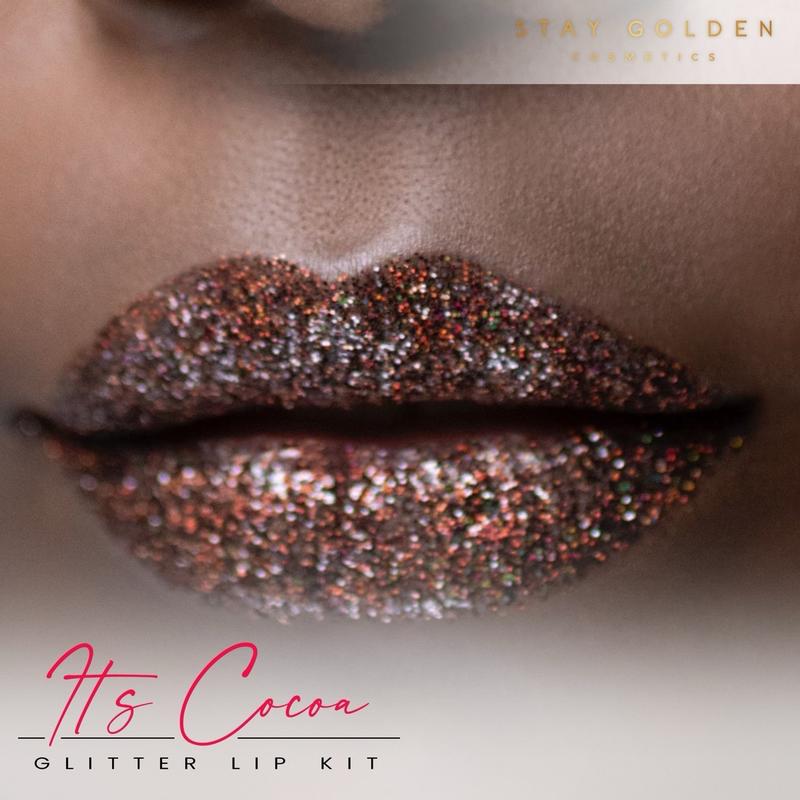 Stay Golden Cosmetics | Glitter Lip Kit, Transfer Proof, Kiss Proof, Smudge Proof, High Pigmentation, Long-lasting Lipstick Makeup Radiant | Baddie Kit | Glitter Lipstick