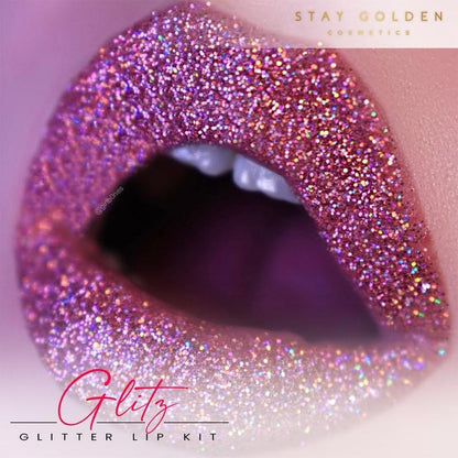 Stay Golden Cosmetics | Glitter Lip Kit, Transfer Proof, Kiss Proof, Smudge Proof, High Pigmentation, Long-lasting Lipstick Makeup Radiant | Baddie Kit | Glitter Lipstick