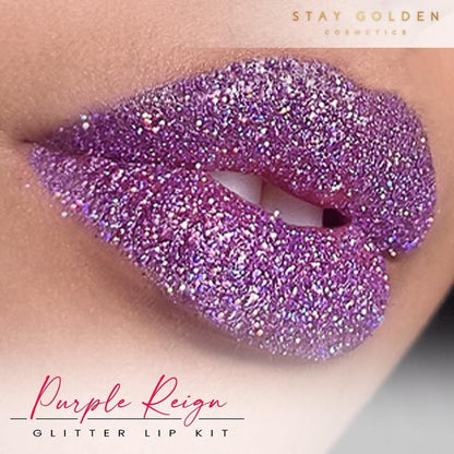 Stay Golden Cosmetics | Glitter Lip Kit, Transfer Proof, Kiss Proof, Smudge Proof, High Pigmentation, Long-lasting Lipstick Makeup Radiant | Baddie Kit | Glitter Lipstick