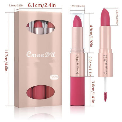 2 in 1 Water Proof Matte Lipstick for Music Festival, 3 Counts Summer Easy Color Sweat Proof Moisturizer, Cosmetic for Lip Makeup, Trending Products