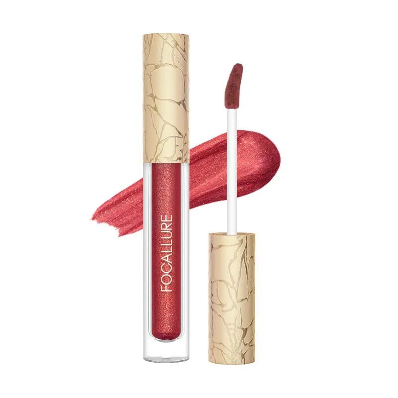 [New Upgrade] Glam Metallic Liquid Lipstick #RD01 Love Galore Metal Lipgloss Lightweight Smooth Cosmetic Long-lasting Waterproof by FOCALLURE