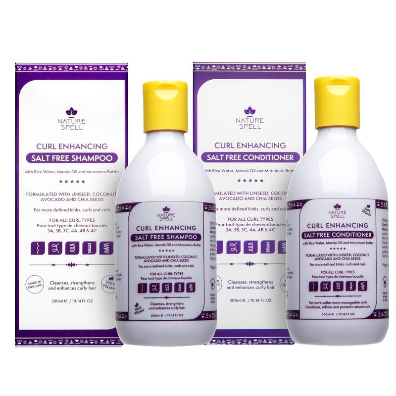 Nature Spell Curl Enhancing Curly Hair Products Set - Shampoo + Conditioner + Hair Mask + Leave in Curl Cream