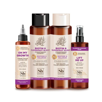 Biotin & Superfruit Volumizing Haircare Bundle - with Vegan Collagen, Aloe and Shea Butter, Sulfate Free, Paraben Free, Silicone Free, Color Safe and Vegan Hair Products