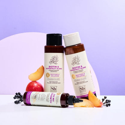 Biotin & Superfruit Volumizing Haircare Bundle - with Vegan Collagen, Aloe and Shea Butter, Sulfate Free, Paraben Free, Silicone Free, Color Safe and Vegan Hair Products