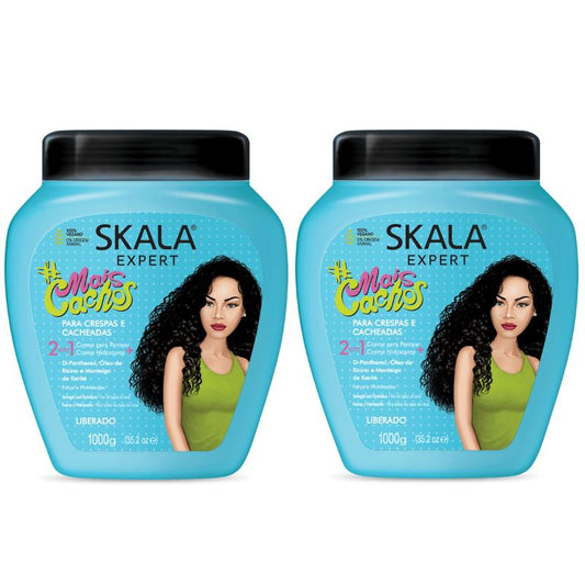 SKALA Hair Type 3ABC - Hydrate Curls, Eliminate Frizz, For Curly Hair - 2 IN 1 Conditioning Treatment Cream and Cream To Comb, 35.2oz  (Pack of 2).100% VEGAN Conditioner Haircare Shampoo Oil Traditional Comfort. Cleanser