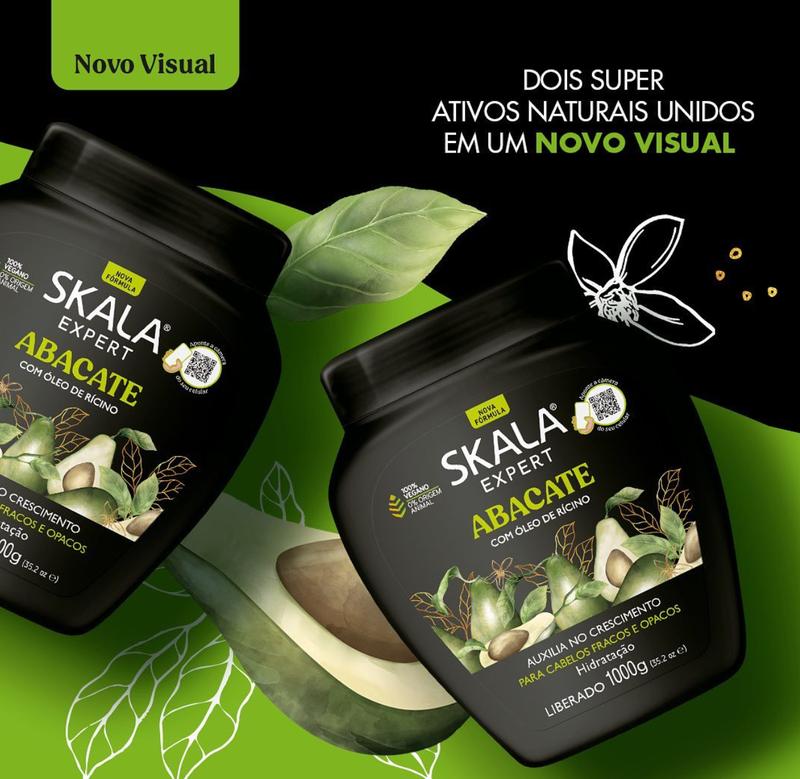 SKALA Avocado Hair Cream - For Weak and Dull Hair - 2 in 1 Conditioning Treatment Cream, helps in the Treatment of Hair Loss strengthening and provides softness and hydration - Net 35.27 Oz (Pack of 1)  100% VEGAN, Oil Conditioner Haircare  Comfort