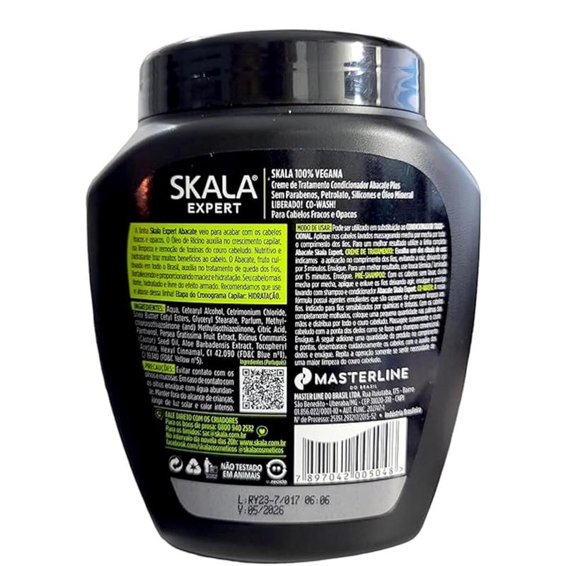 SKALA Avocado Hair Cream - For Weak and Dull Hair - 2 in 1 Conditioning Treatment Cream, helps in the Treatment of Hair Loss strengthening and provides softness and hydration - Net 35.27 Oz (Pack of 1)  100% VEGAN, Oil Conditioner Haircare  Comfort